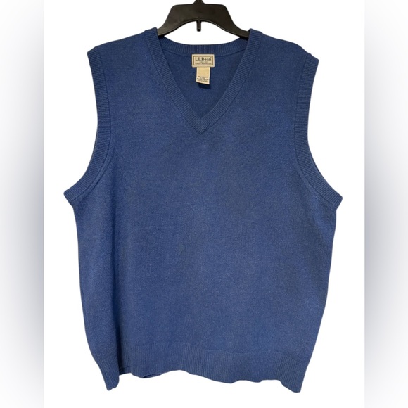 LL Bran Men's Blue Lambs Wool v-Neck SweaterVest SzL Casual - Picture 2 of 11